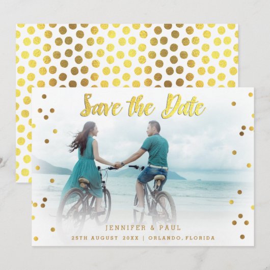 Romantic Confetti Save the Date Wedding Foto (Vorne/Hinten)