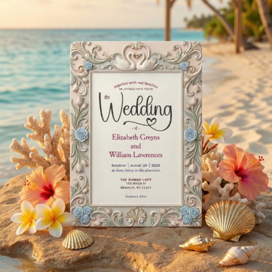 Romantic Coquette Fairytale Baroque Love Birds Einladung