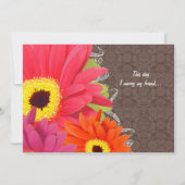 Romantic Coral & Fuchsia Gerber Daisy Wedding Einladung (Rückseite)