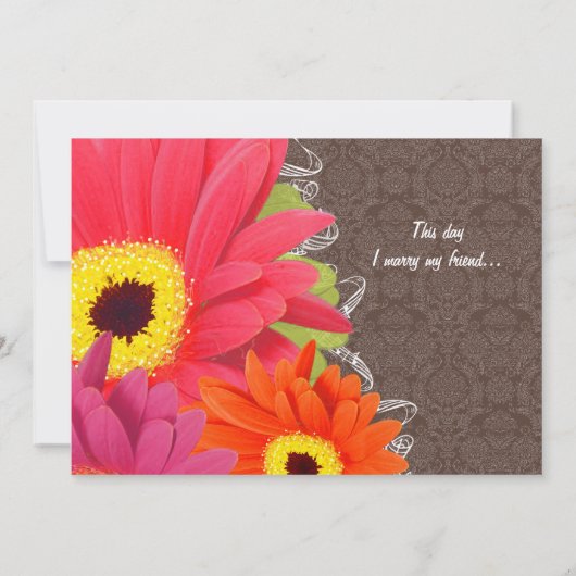 Romantic Coral & Fuchsia Gerber Daisy Wedding Einladung (Rückseite)