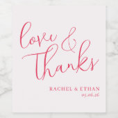 Romantic Coral Pink Calligraphy Weinetikett (Einzelnes Label)