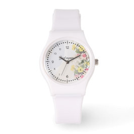 Romantic cottage flowers wallpaper armbanduhr