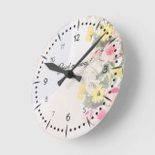 Romantic cottage flowers wallpaper runde wanduhr (Winkel)