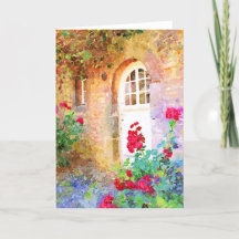 Romantic cottage garden aquarel
