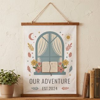 Romantic Cottage Window Flowers Art Print Wandteppich Mit Holzrahmen