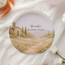 Romantic Countryside Floral Birthday Pappteller