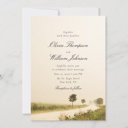 Romantic Countryside Landscape Wedding Invitation Einladung (Vorderseite)