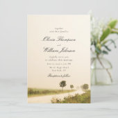 Romantic Countryside Landscape Wedding Invitation Einladung (Stehend Vorderseite)