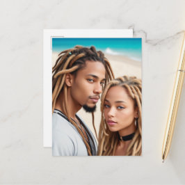 Romantic Couple Beach Digital Art Poster Postkarte