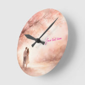 Romantic Couple Clock – Custom Text Wall Art Runde Wanduhr (Winkel)