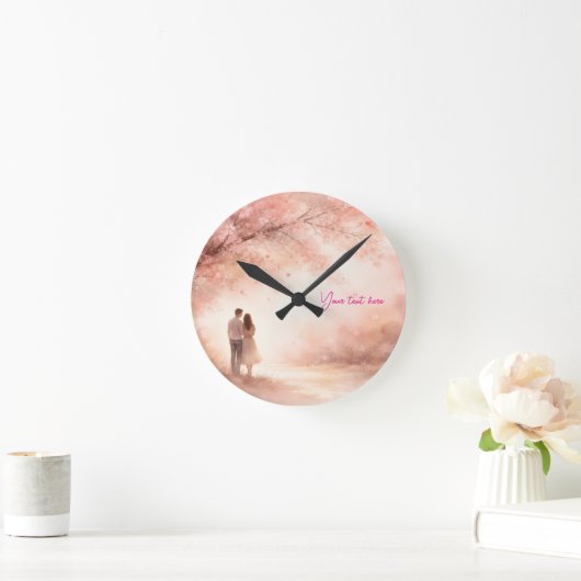 Romantic Couple Clock – Custom Text Wall Art Runde Wanduhr (Zuhause)