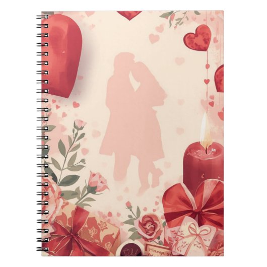 Romantic Couple Notebook Valentine Gift with Ros Notizblock (Vorderseite)
