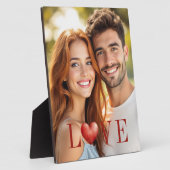 Romantic Couple Red Heart Photo Display Fotoplatte (Seite)