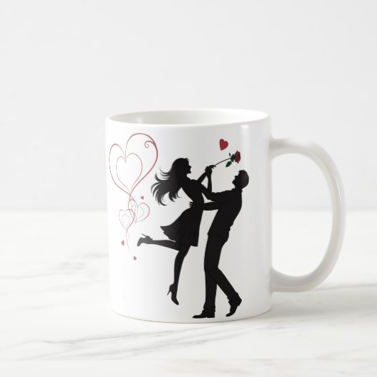 Romantic Couple Silhouette Love – Heart Valentine Kaffeetasse (Rechts)