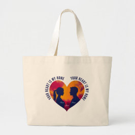 Romantic Couple Silhouette Sunset Heart Jumbo Tote Jumbo Stoffbeutel