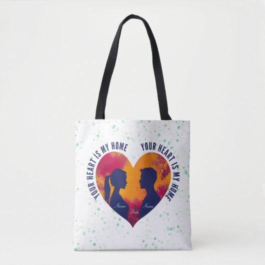 Romantic Couple Silhouette Sunset Heart Tote Bag Tasche (Vorderseite)