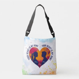 Romantic Couple Sunset Heart Watercolor Cross-Body Tragetaschen Mit Langen Trägern