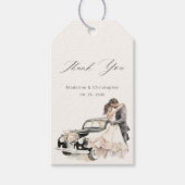 Romantic Couple Vintage Car Wedding Thank You Geschenkanhänger (Vorderseite)