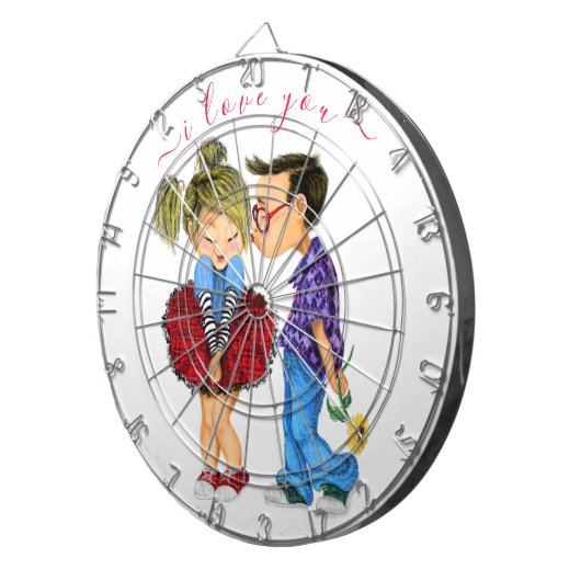 Romantic CoupleDart Board Geschenk - I Liebe You Dartscheibe (Vorderseite rechts)