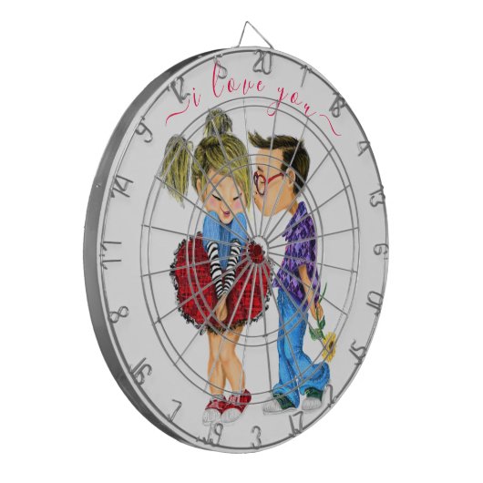 Romantic CoupleDart Board Geschenk - I Liebe You Dartscheibe (Vorderseite Links)