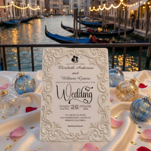 Romantic Cream And Charcoal Formal Calligraphy Einladung