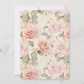 Romantic Cream Blush Pink Rose Floral Wedding Einladung (Rückseite)