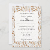 Romantic Cream Brown Floral Wedding Einladung (Vorderseite)