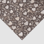 Romantic Cream Brown Hearts Bridal Shower Seidenpapier (Ausschnitt)