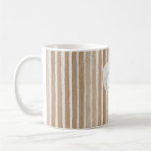 Romantic Cream Heart Brown Stripes Love Kaffeetasse (Links)