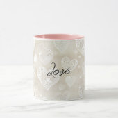 Romantic Cream Hearts Tasse (Zentrum)