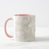 Romantic Cream Hearts Tasse (Links)