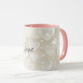 Romantic Cream Hearts Tasse (VorderseiteRechts)