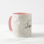 Romantic Cream Hearts Tasse (Vorderseite Links)