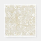 Romantic Cream Ivory Butterflies Hearts Wedding Serviette (Vorderseite)