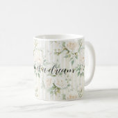 Romantic Cream Roses Floral Bridal Shower Wedding Kaffeetasse (VorderseiteRechts)