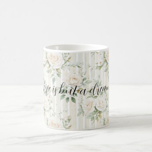 Romantic Cream Roses Floral Bridal Shower Wedding Kaffeetasse (Mittel)