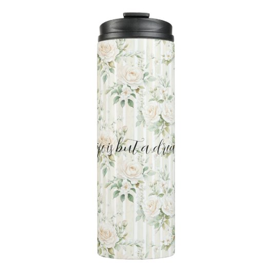 Romantic Cream Roses Floral Thermosbecher (Vorderseite)