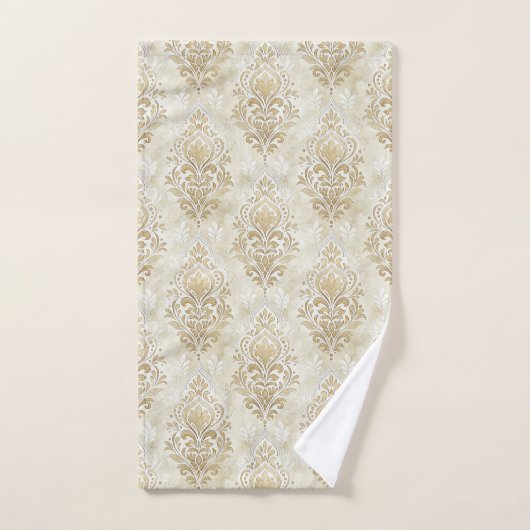 Romantic Cream Towels Victorian Damask Touch Badhandtuch Set (Handtuch)