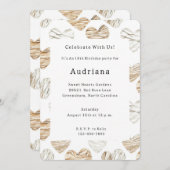 Romantic Cream White Hearts Birthday Einladung (Vorne/Hinten)