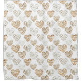 Romantic Cream White Hearts Duschvorhang (Vorderseite)