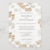 Romantic Cream White Hearts Wedding Einladung (Vorne/Hinten)