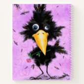 Romantic Crow with Rose Notebook Cartoon Notizblock (Rückseite)