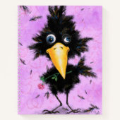 Romantic Crow with Rose Notebook Cartoon Notizblock (Vorderseite)