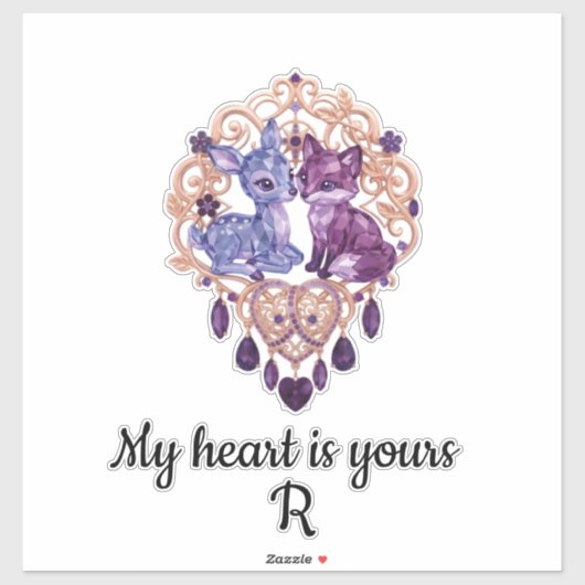 Romantic Crystal Animals Custom Couple Aufkleber (Blatt)