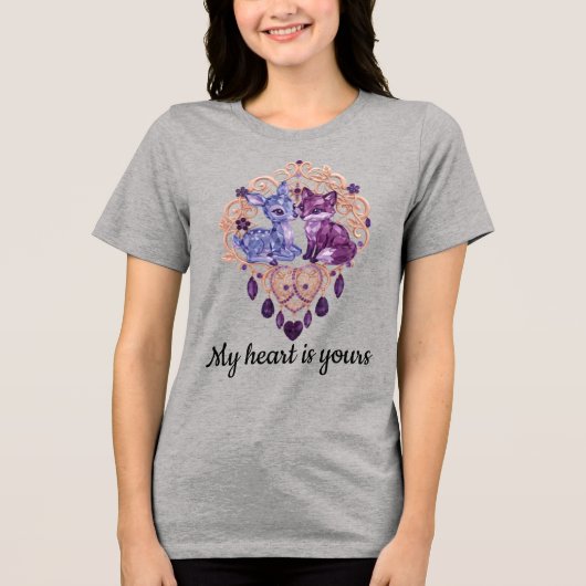 Romantic Crystal Animals Custom Couple Tri-Blend Shirt (Vorderseite)