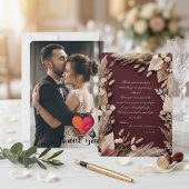 Romantic Custom Photo Floral Boho Rustic Dankeskarte