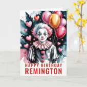 Romantic Cute Pierrot Birthday Clown Karte (Gelbe Blume)