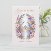 Romantic Cute Quinceañera Princess Tiara in Bloom Einladung (Stehend Vorderseite)