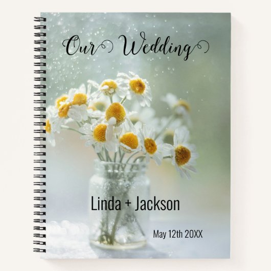Romantic Daisies Bokeh Wedding Planning Notizblock (Vorderseite)