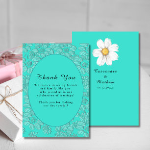 Romantic Daisies Floral Türkis Wedding Dankeskarte